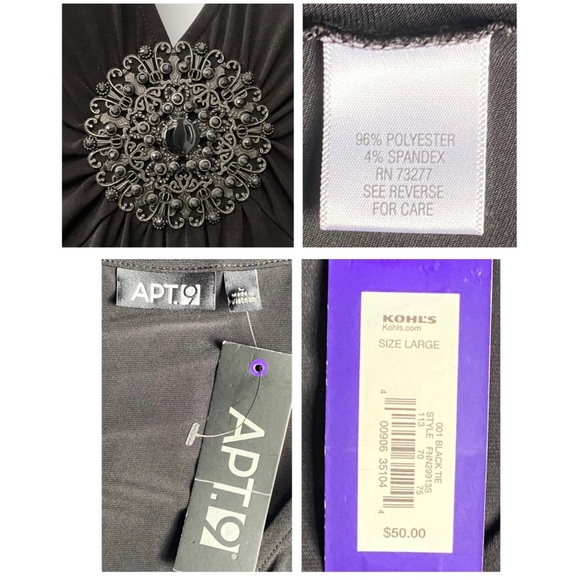 womens Apt. 9 black short sleeve dress with medallion - sz large - Picture 2 of 2